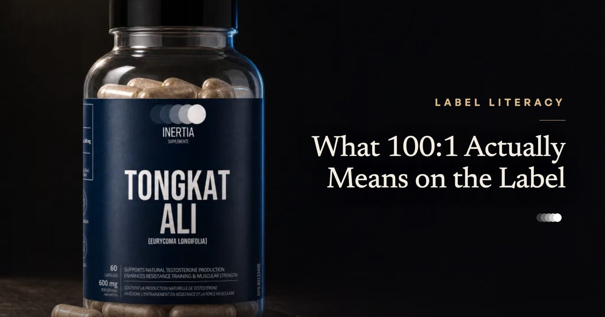 Inertia Supplements Tongkat Ali: what 100:1 means on the label